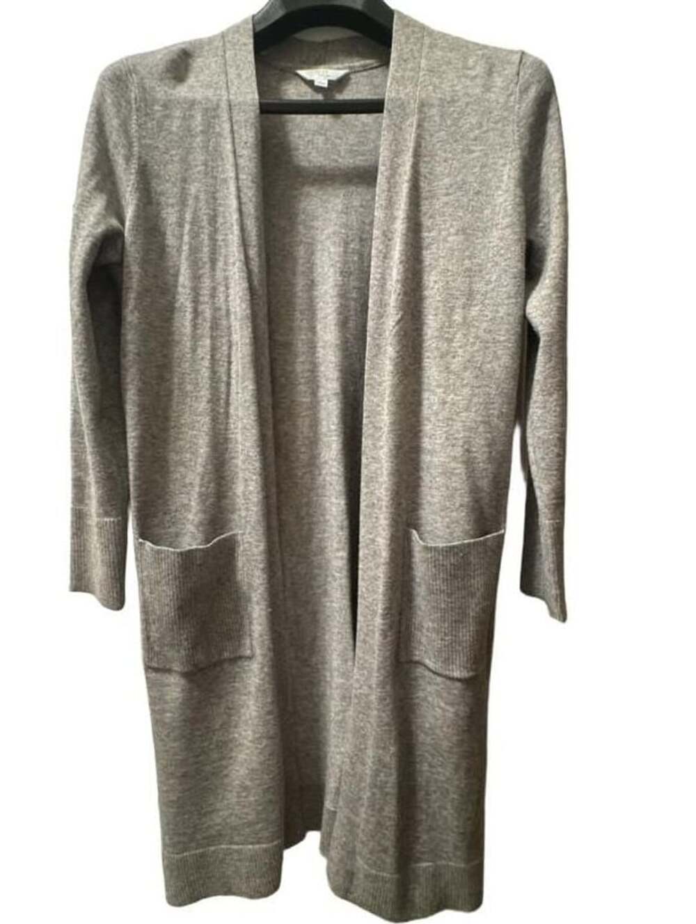 Time And Tru Women's Gray Open Front Long Cardigan Sweater with Pockets Size XL